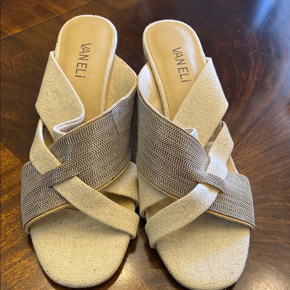Vaneli Women's Cream and Silver Sandals